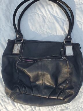 Black Tignanello Leather Shoulder Bag